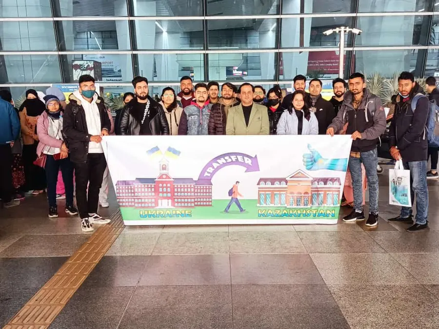 Royal Education students at the airport transferring to Kazakhstan with 2our